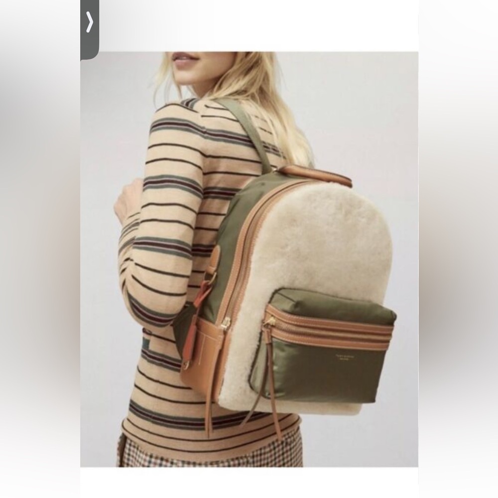 Tory Burch Green and Cream Backpack